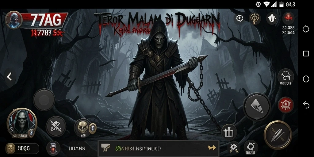 Gameplay menegangkan 77AG dengan suasana misterius dan menakutkan.